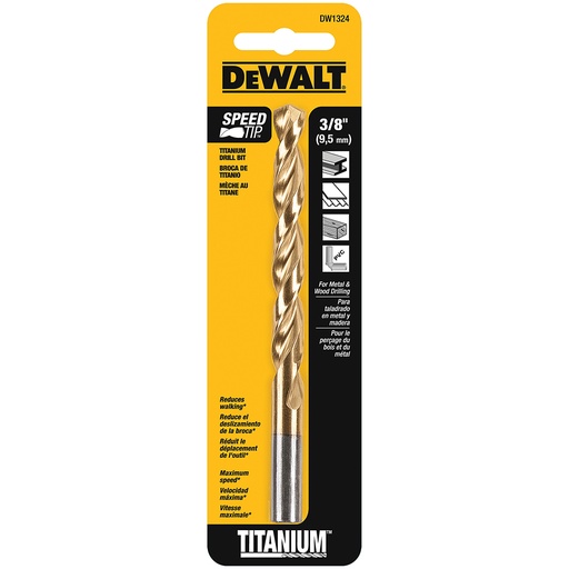 Broca De Titanio Para Metal 3/8 Dw1324g. Titanio.