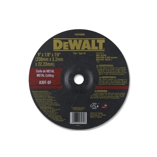Disco Corte Metal Dewalt 9x1/8 Dw44606. Gano Oxido De Aluminio. 9 X 1/8