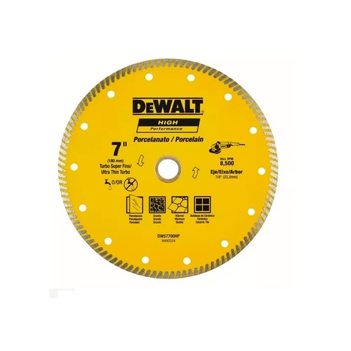 Disco Diamantado Turbo Ultradelgado Concreto 7 Dw57700hp. Diamante Industrial. X 7/8
