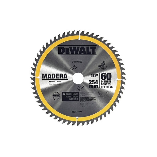 Disco Sierra Madera Dw 10x60d Dwa03120. Carburo De Tungsteno. 10 X 60d