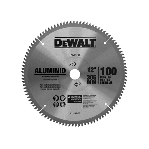 Disco Sierra Aluminio 12x100d Dw03240. Carburo De Tungsteno. 12 X 100d