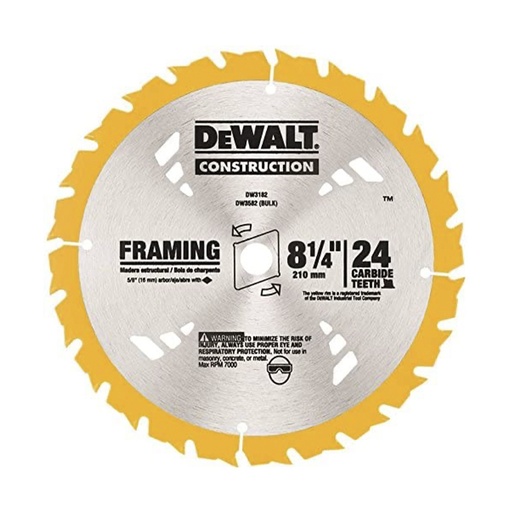 Disco Carburo Dewalt 8-1/4x24d Dw3182 (d). De Tungsteno. 8-1/4 X 24d