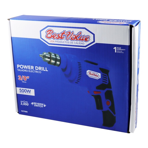 Taladro 3/8 500w 120v 60hz. Azul.
