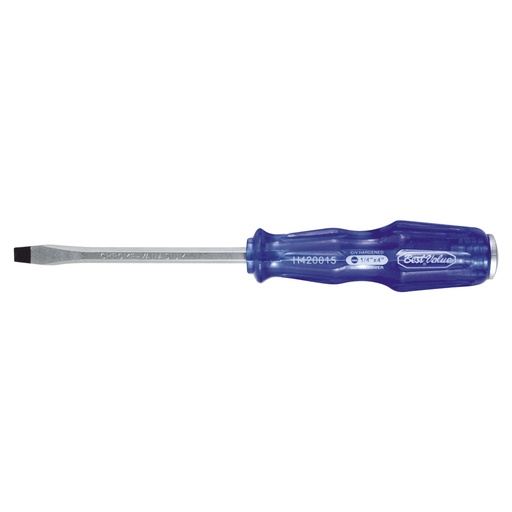Destornillador M/azul (-) 1/4x4. Cromo Vanadio. 1/4x4
