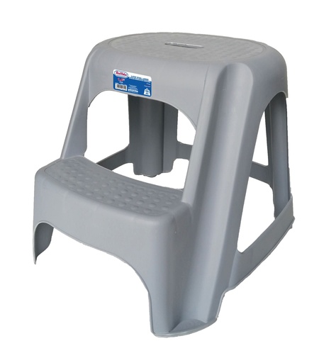 Escalera Plastica 2 Escalones (150kg). Plastico Gris. 1. 4 Ft
