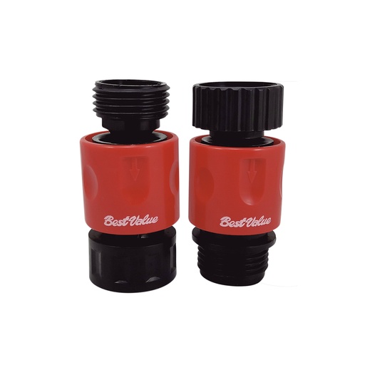 Juego Conectores Click Rapido Para Riego 3/4 2pzas. Negro/ Rojo. Ntp