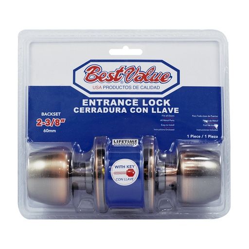 Cerradura Con Llave Ac. Cobrizado. 2-3/8