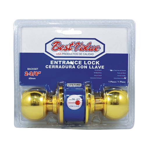 Cerradura Con Llave Bola Bp. Dorado. 2-3/8