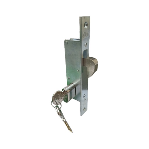Cerradura Para Puerta Metal Con Stricke Y Cilindro Ff. Niquel. 53 Mm
