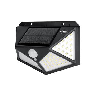 Lampara Led Solar Para Pared 5w 200lm Con Sensor Mov. Negro.
