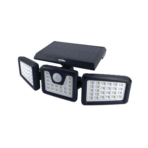 Lampara Led Solar Para Pared 7w 700lm Con Sensor Mov. Negro.