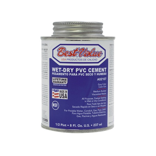 Pegamento Para Pvc. Gris. 1/2 Pt (8oz)
