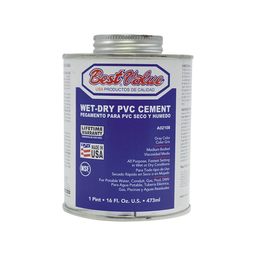 Pegamento Para Pvc. Gris. 1 Pt (16 Oz)